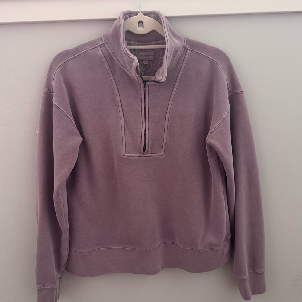 Thread & Supply women’s Quarter Zip Pullover in Dusty Mauve